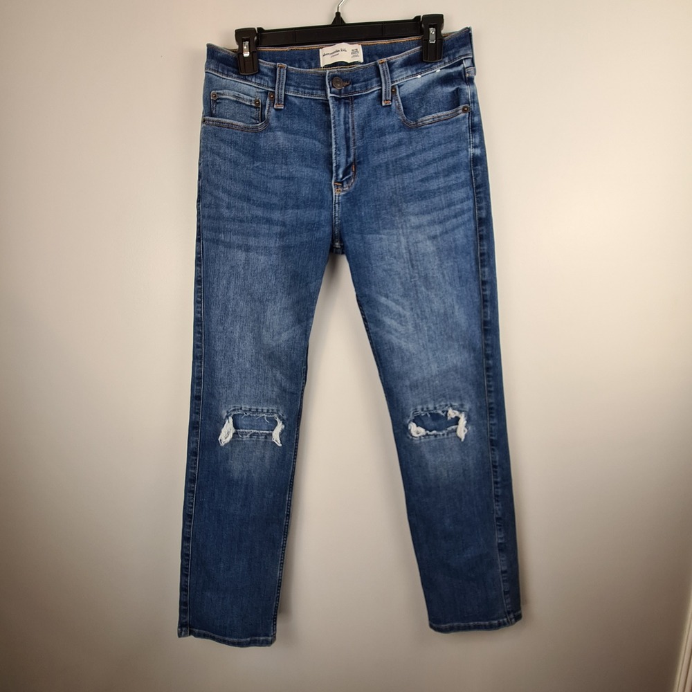 Abercrombie Kids Straight Leg‎ Distressed Jeans Medium Wash Size 15/16 Regular